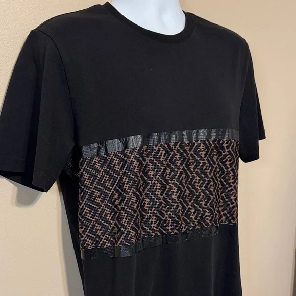 Fendi FF Mesh Panel Black T‑Shirt (Flawed Embellishment) size Large - Picture 5 of 14